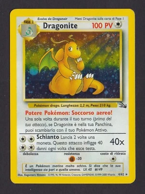Pokémon Dragonite Fossil Set Holo Rare Unlimited 4/62 -  ITALIAN - Moderate Play - Image 1 of 2