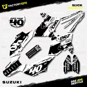 Black & White Slick Polisport Restyle Graphics Kit fits Suzuki Drz400 Drz400sm - Bild 1 von 8