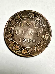 1906 Canada Large Cent King Edwards VII KM#8 Copper Penny RB VG-VF - Picture 1 of 2