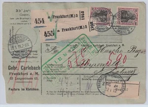 Paketkarte DR 1912 Frankfurt Bahnpost Basel Appenzell Schweiz (-3 - Picture 1 of 2