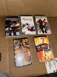 Sony PSP lot of 5 Empty Cases including Metal Gear Acid Tong Hawk’s Underground - Picture 1 of 16
