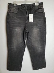 JUDY BLUE SKINNY FIT HIGH WAIST GRAU DISTRESSED CAPRIHOSE GRÖSSE 14W Neu mit Etikett - Bild 1 von 5