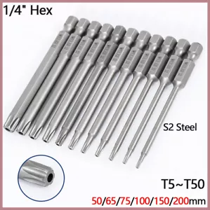 Torx Magnetic Bit Set Electric 1/4" Hex Screwdriver Electric Drill T5/6/7/8~50 - Picture 1 of 12