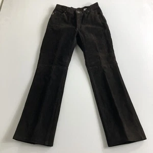Vintage Skotts Womens Suede Brown Leather Biker Pants Sz 6x28 Made in Canada - Picture 1 of 12