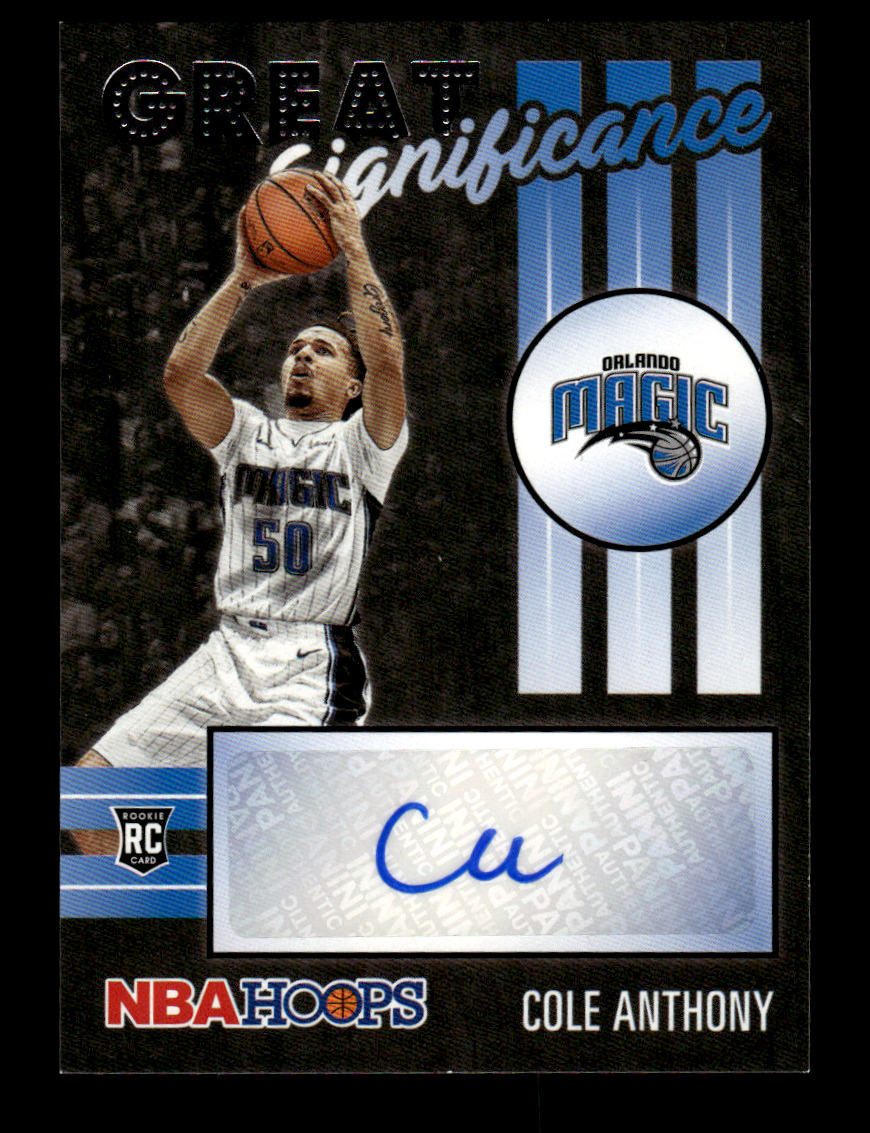 2020-21 Panini NBA Hoops Cole Anthony #GS-CAN Great Significance RC Autograph