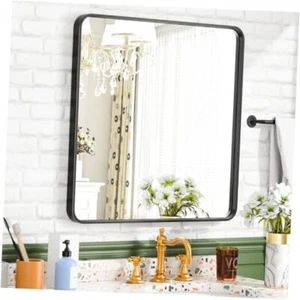Bathroom Mirror 36x36 inch, Black Metal Deep Frame Wall Mirror, Modern 36"x36" - Picture 1 of 7