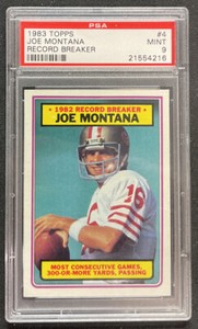 1983 Topps  Record Breaker #4 Joe Montana PSA MINT 9 ENN Cards