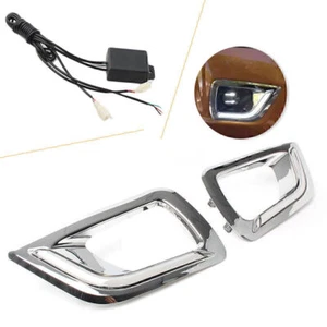 1pair DRL LED Daytime Running Light Fog Lamp Bezel For Nissan Navara NP300 15-16 - Picture 1 of 12