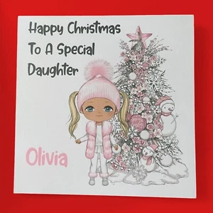 Personalised Christmas Card Granddaughter Daughter Niece Goddaughter Little Girl - Picture 1 of 14