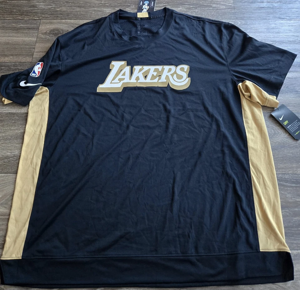 Nike NBA LA LAKERS Warm Up Shooting Shirt City Edition Gold CJ0107 010 Sz XL