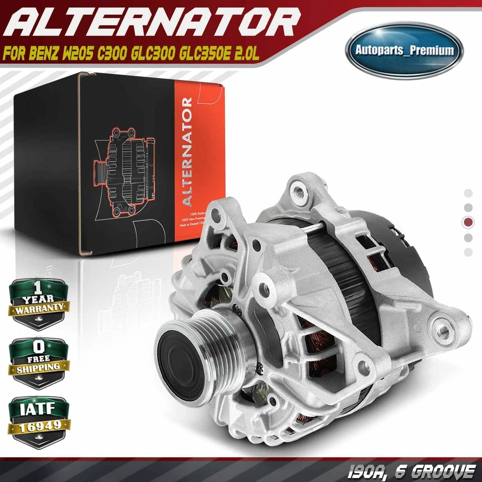 Alternator for Mercedes-Benz	W205 C300 2015-2018 GLC300 GLC350e 2.0L 190A 12V CW - Image 1 of 4