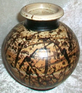 Vintage Paul Volckening Abstract Expressionist Stoneware Art Pottery Vase USA - Picture 1 of 21