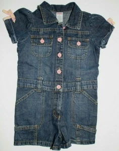 Gymboree Candy Apple Denim Jumpsuit Romper Bows Size 6 EUC - Picture 1 of 4