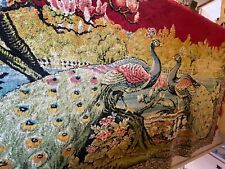 Vintage Wall Carpet - Pair of Peacock Design 118cm x 171cm Excluding Tassels in