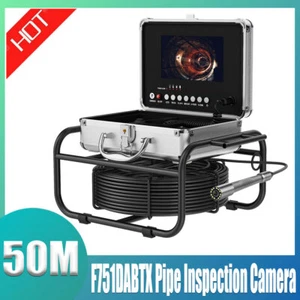 7"LCD IPS 50M Pipe Inspection Camera HD Drain Sewer Camera W/ 512HZ Pipe Locator - Picture 1 of 12