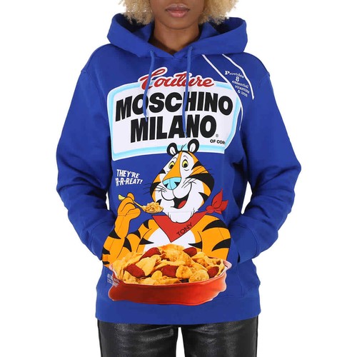 Felpa con cappuccio Moschino Tony la tigre grafica blu