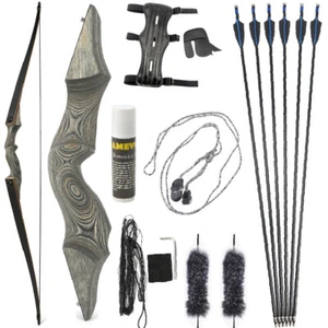 60" Bogenschießen Recurvebogen Pfeil Set Takedown Holz 20-60lbs Gliedmaßen Ziel Schießen Jagd - Bild 1 von 12