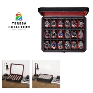 Cassa Orologio 18 Slot - Scatola Orologio Lusso per Uomo, Top in Vero Vetro, Chiudibile a Bloccaggio, Elegante... - Foto 1 di 4