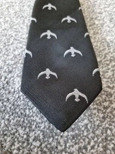 Cravatta classica slim Eric Davis Zimbabwe, nera, grigio argento stampa aquila/uccellino - Foto 1 di 5