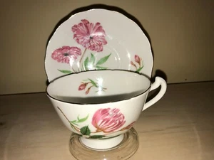 Tazza da tè e piattino modello Mayfair H1669 osso Cina Inghilterra fiori rosa - Foto 1 di 11