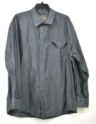 Foundry Men's Gray Solid Long Sleeve Button-Up Cotton Career Dress Shirts 2XL - Image 1 of 4