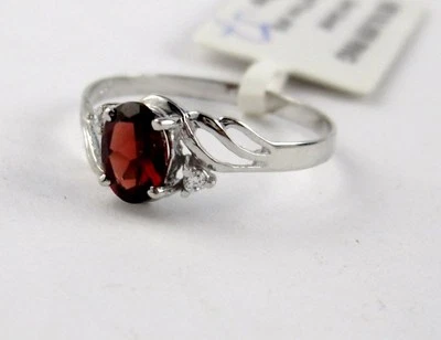 L40 brillante granato Anello 925 rhodiniertes argento con zirconia - Immagine 1 di 3