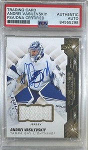 Andrei Vasilevskiy auto card 2020 Upper Deck #22 Lightning PSA Encap
