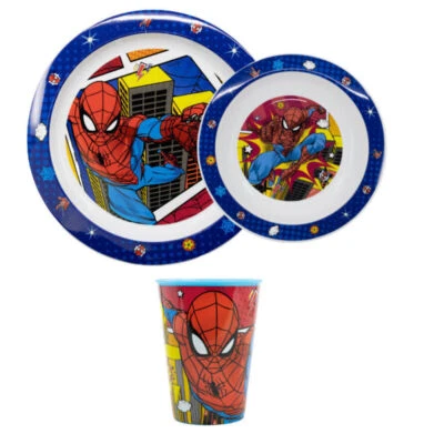 Marvel Spiderman Kinder Geschirr-Set 3 teilig Becher Teller Schüssel - Bild 1 von 4