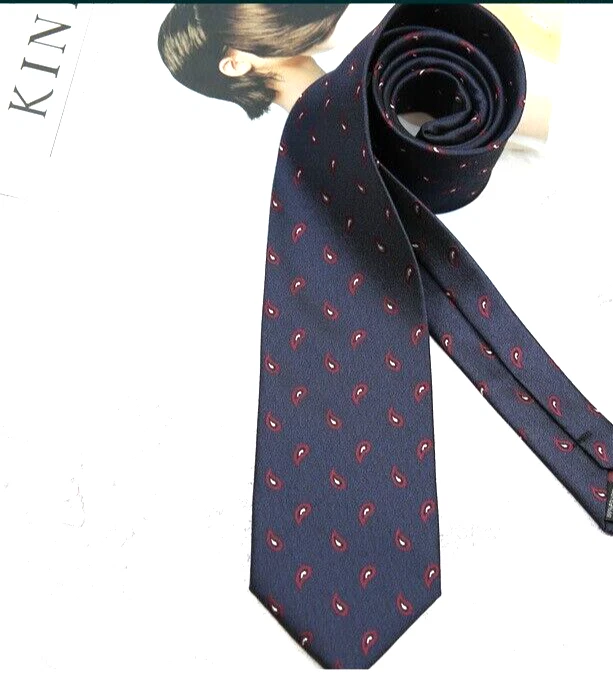 Nueva Corbata Clásica Paisley Azul Rojo JACQUARD TEJIDA 100% Seda Para Hombre Foto 1 de 1