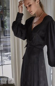 BALI ELF Made By Hand 100% Cotton Black Isabella Wrap Dress Sz Small. - Picture 1 of 6