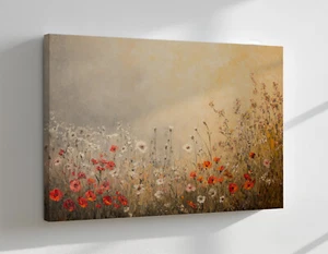 Fiori autunnali margherita prato campo quadro vintage stampa su tela arte da appendere a parete - Foto 1 di 9