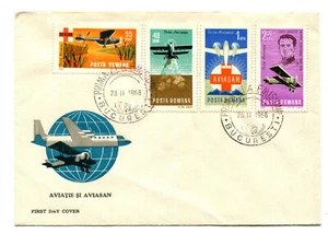 Romania 1968 Red Cross airplane,Aviation,Medicine,airmail stamps,rare FDC  - Picture 1 of 1
