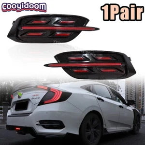 Red Carbon Fiber Dynamic DRL Turn Signal For Honda Civic 10th Gen 2016-20 Sedan - Picture 1 of 6