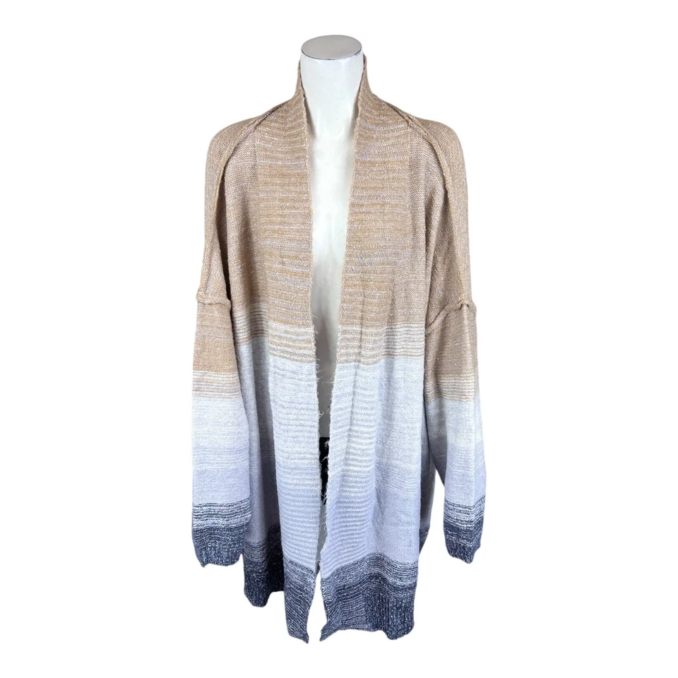 Cárdigan para mujer Peace Love World frente abierto ombre azul hielo 2X talla grande Foto 1 de 2