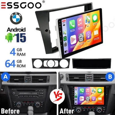CarPlay 4+64 GB para BMW Serie 3 E90 E91 E92 E93 Android 15 estéreo de coche GPS BT SWC Foto 1 de 4