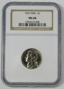 1967 SMS Jefferson Nickel Special Mint Strike! BIG GRADE! NGC MS-68 - Picture 1 of 2