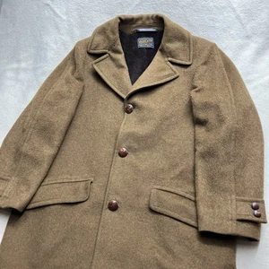 Vintage Pendleton Jacket Large Brown Wool Car Coat Fur Lined Pea Coat - Picture 1 of 8