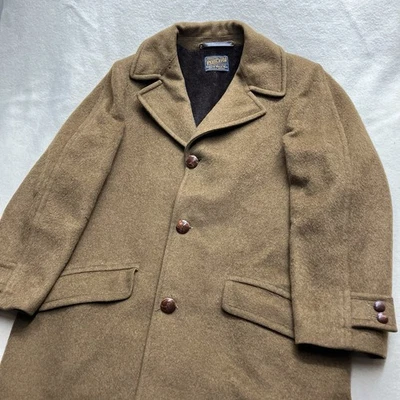 Vintage Pendleton Jacket Large Brown Wool Car Coat Fur Lined Pea Coat - Image 1 of 4