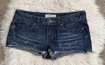 De colección Y2K Aeropostale Mujer Denim Micro Mini Pantalones Cortos Festival Botín tiro bajo Foto 1 de 4