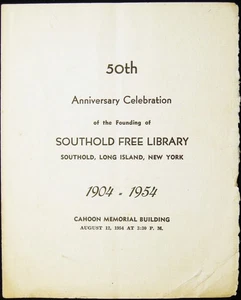 1904 - 1954 SOUTHOLD FREE LIBRARY LONG ISLAND NY FLYER EPHEMERA FROM CELEBRATIONS - Bild 1 von 3