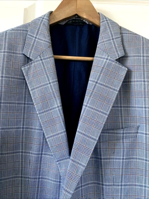 BOSS Hugo Boss Sport Coat Sz 40L Blue Plaid Cotton Blazer James4 Jacket - Image 1 of 4