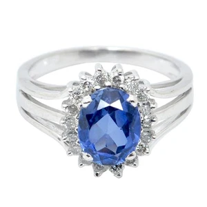 1.65Ct 100% Natural Blue Tanzanite IGI Certified Diamond Ring In 14KT White Gold - Bild 1 von 5