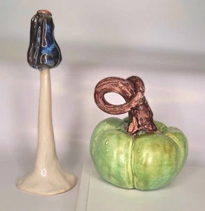 Kunstkeramik Pilz und Kürbis Dekor Cottagecore Handarbeit Wald - Bild 1 von 8