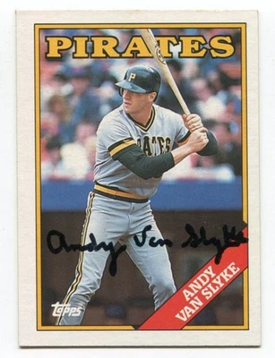 Tarjeta firmada por Andy Van Slyke Topps 1988 de béisbol autografiada automática #142 Foto 1 de 2
