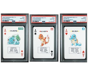 1996 POKEMON RED VERSION PLAYING CARDS BULBASAUR  CHARMANDER SQUIRTLE PSA10 set - Picture 1 of 4
