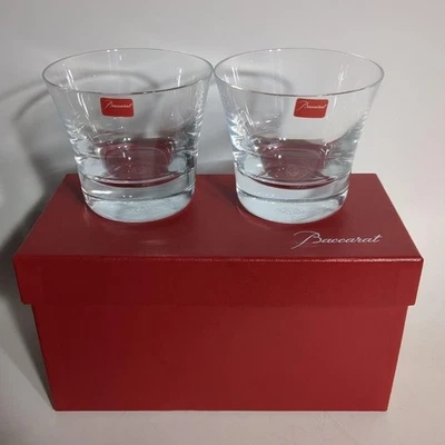 Par de vasos Baccarat Alpha Rock 8,5 cm cristalinos Francia con caja Foto 1 de 4