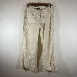 GAP ivory drawstring button fly wide leg linen cotton Hadley low rise pants 6 - Picture 1 of 9