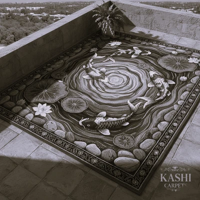 Hand-Tufted Wool Rug: Warm Brown Fish Design, Modern Nursery Rug - Image 1 of 4