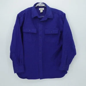 LL Bean Shirt Mens L Blue Chamois Cloth Warm Heavyweight Outdoors Casual - Picture 1 of 7
