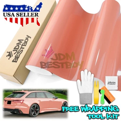 High Gloss Paige Pink Glossy Car Vinyl Wrap Sticker Decal Sheet Film Air Release Foto 1 de 4